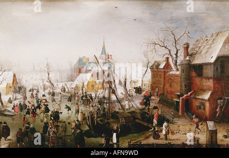 "Fine Arts Avercamp, Hendrick, (1585-1634), Malerei,"Winter-Szene am Yselmuiden", ca. 1613, Öl auf Holz, 47 x 73 cm Stockfoto