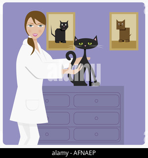 Porträt eines Tierarztes hält eine Katze Stockfoto