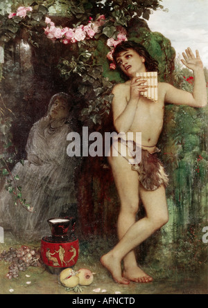 "Bildende Kunst, Böcklin, Arnold, (1827-1901), Malerei,"Dapnis Und Amaryllis"("Dapnis und Amaryllis", 1866, Öl auf Leinwand, Stockfoto