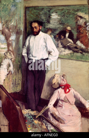 "Bildende Kunst, Degas, Edgar, (1834-1917), Malerei, 'L' Homme et le pantin', (" Porträt von Henri Michel-Levy in seinem Studio "), Stockfoto