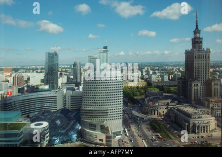 Luftaufnahme des goldenen Terrassen (Złote Tarasy) und Palac für Kultur und Wissenschaft, Warschau, Warszawa, Poland, Polska Stockfoto