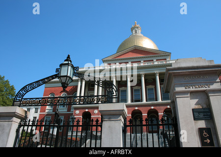 Haupteingang, das Massachusetts State House, Boston. Stockfoto