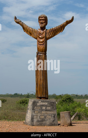 Holzskulptur Transpantaneira nördlichen Pantanal Mato Grosso Brasilien Stockfoto
