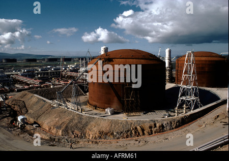 Sullom Voe Öl Gas Terminal 1970 s Shetland Inseln Schottland Bau von Öl Industrie Website für BP British Petroleum Nordsee zu nehmen. 1979 Stockfoto