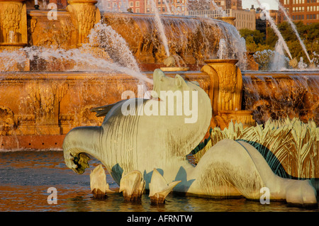 Nahaufnahme von Seepferdchen am Buckingham Fountain. Chicago Illinois USA Stockfoto
