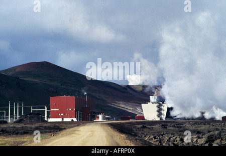 Krafla Island Krafluvirkjun Geothermie-Kraftwerk Stockfoto
