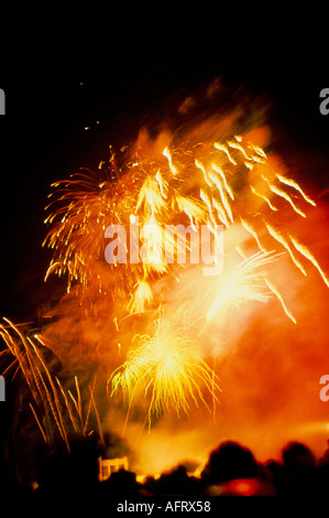 Feuerwerk Party der Queen Elizabeth II Silver Jubilee Hyde Park London England 1977 Queens Jubilee 1970 s HOMER SYKES zu feiern. Stockfoto