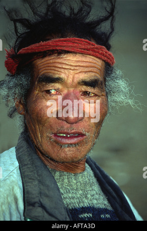 Chang Pa Nomad Mann in Rajung Karu 4668 m Ladakh Nordindien Stockfoto