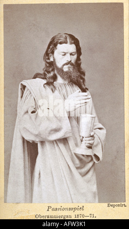 Theater, Theater, Passionsspiele, Oberammergau, Joseph Maier als Jesus Christus, Phototografie, 1870 - 1871, Stockfoto