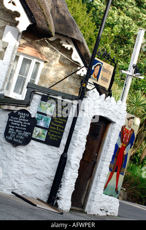 alten strohgedeckten Hütten in alten Shanklin Village auf der Isle Of Wight Olde worlde Stockfoto