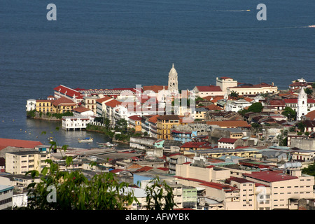 Casco Antiguo von Panama-Stadt betrachtet der alten Teil der Stadt von einem Höhepunkt am Cerro Ancón Stockfoto