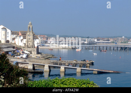 Swanage in Dorset, mit dem Rettungsboot Bahnhof Slipway, England, UK Stockfoto
