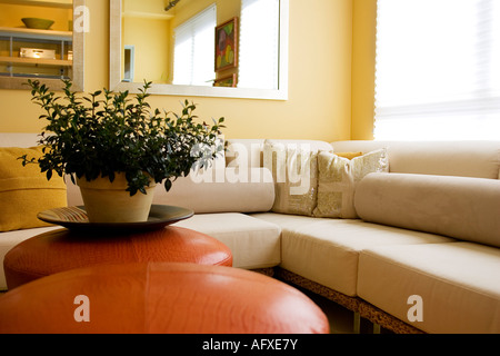 Detail des zeitgenössischen Sofas im Wohnzimmer Stockfoto