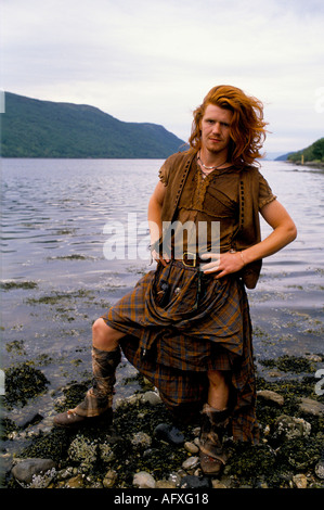 Kilts der Clan ein schottisches Reenactment Gruppenkleid für die Schlacht von Culloden in Glen Croe Schottland 1990s UK HOMER SYKES Stockfoto