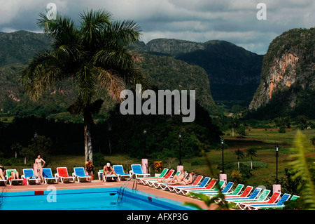 Kuba-Tal von Vinales Sierra de Los Organos die Aussicht vom Hotel Horizontes Las Jasmin Stockfoto