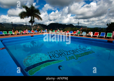 Kuba-Tal von Vinales Sierra de Los Organos die Aussicht vom Hotel Horizontes Las Jasmin Stockfoto