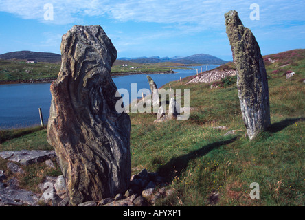 Tursachan, Callanish VIII Megalith-Monument great Bernera stehenden Steinen Isle of Lewis Schottland uk gb Stockfoto