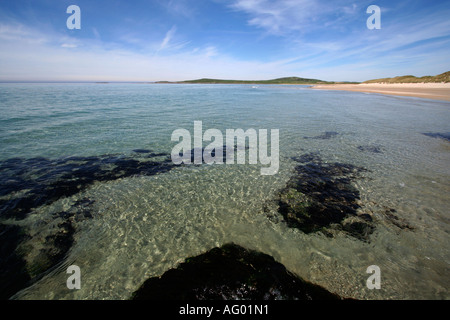 Machirs Bucht Westküste Sandstrand klar See Insel Islay Schottland uk gb Stockfoto