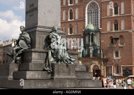 Wawel Kathedrale & Adam-Mickiewicz-Denkmal auf dem Marktplatz, Krakau, Polen Stockfoto