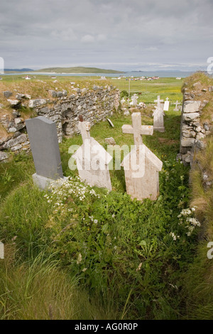 Die zerstörten 12. Jahrhundert Cille Bharra auf Barra, äußeren Hebriden, Schottland Stockfoto