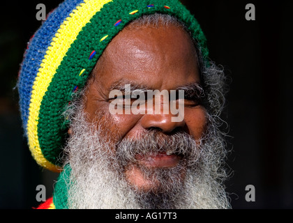 Lokalen Charakter - ein Handwerker Holz-Carver in Caudan, Mauritius. Stockfoto