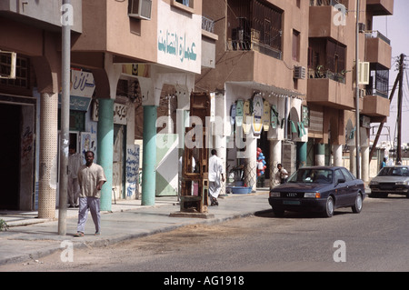 Libyen-Stadt von Sabah Alltag Straße beherbergt Geschäfte Stockfoto