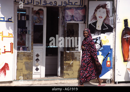 Libyen-Stadt von Sabah Alltag Straße beherbergt Geschäfte Stockfoto