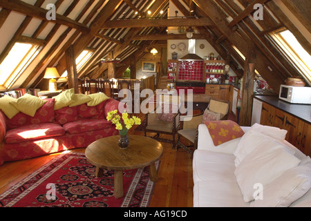 Lounge ein Ferienhaus zu vermieten in entfernten Ort luxuriöses Bauernhaus hoch in den Ausläufern des Brecon Beacons Stockfoto