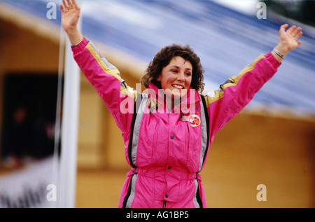 Walliser, Maria, * 27,5.1963, Schweizer Athletin, Alpinski, halbe Länge, Skiweltmeisterschaft, Crans-Montana, Schweiz, 1987, Stockfoto