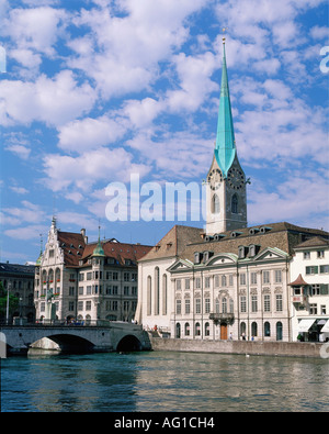 Geographie/Reisen, Schweiz, Zürich, Stadt/Stadtansichten, Häuser am Fluss Limmat, Fraumünster, Zunfthaus zur Meisen,, Additional-Rights - Clearance-Info - Not-Available Stockfoto