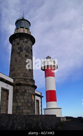 Leuchtturm in Fuencaliente La Palma neu und alt Stockfoto