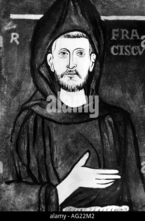 Franz von Assisi, Heiliger (geboren Giovanni Bernardone), italienischer Geistlicher (1182 - 1226), halbe Länge, Stockfoto