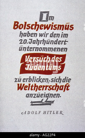 Nationalsozialismus/Nationalsozialismus, Propaganda, Slogan von Adolf Hitler, Kalenderblatt, 1930er, 30er Jahre, Nazi-Deutschland, Drittes Reich, Politik, 20. Jahrhundert, Stockfoto