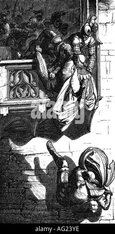 Ereignisse, Dreißigjähriger Krieg 1618 - 1648, zweite Vorherrschaft in Prag, 23.5.1618, Gravur, 19. Jahrhundert, böhmische protestanten, kaiserliche Ratgeber, Böhmen, 2., historisch, historisch, 17. Jahrhundert, Menschen, Stockfoto