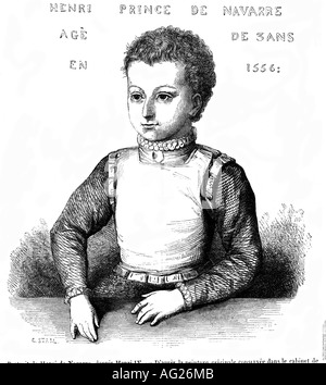 Henri IV., 13.12.1553 - 14.5.1610, König von Frankreich 27.2.1594 - 14.5.1610, als Kind, drei Jahre alt, Gravur, 'Magasin Pittoresque', 1848, Bourbon, König Heinrich III. Von Navarra, Prinz, Stockfoto