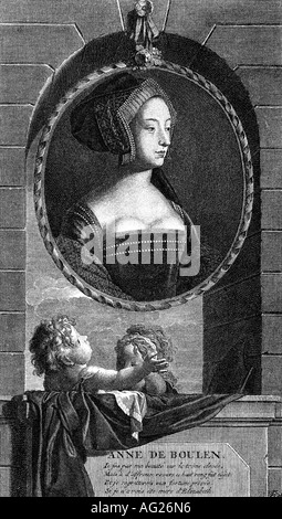 Anne Boleyn, circa 1505 - 19.5.1536, Königin von England 25.1.1533 - 19.5.1536, Porträt, Kupferstich von Vermeulen nach dem Lackieren von Adrian Van der Werff (1659-1722), zweite Frau von Heinrich VIII., Tudor, Jahrhundert, Artist's Urheberrecht nicht gelöscht werden Stockfoto