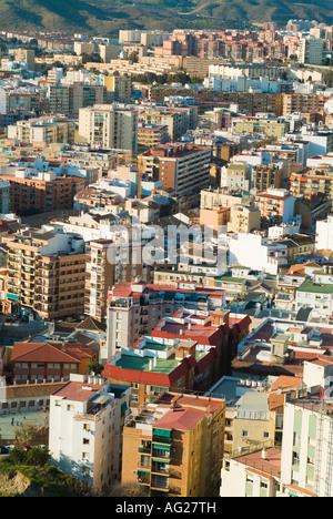 Luftaufnahme von Wohnungen und Gebäuden in Malaga Spanien Stockfoto