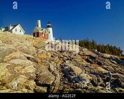 Pemaquid Scheinwerfer Punkt Bristol Maine USA Stockfoto
