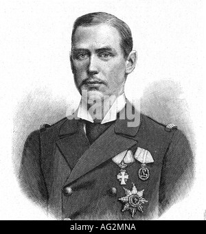 Haakon VII, 3.8.1872 - 21.9.1957, König von Norwegen 18.11.1905 - 21.9.1957, Porträt, Gravur, 1895, Carl Prinz von Dänemark, Hakon, 19. Jahrhundert, Stockfoto