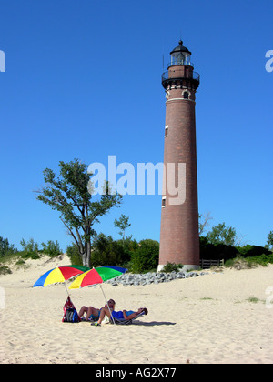 Sable Licht Häuschen im Silver Lake State Park an Sleeping Bear Dunes National Seashore Michigan Stockfoto