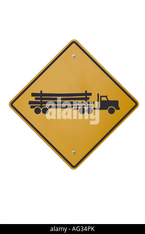 Kanadische Logging Truck Warnschild Stockfoto