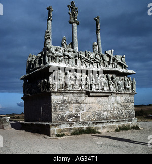 Geographie/Reise, Frankreich, Tronoen, Denkmäler, kalvarienberg, 1450 - 1470, Stockfoto