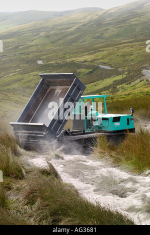 Kettenfahrzeug Verbreitung Kalk nahe dem Gipfel des Plynlimon nahe Eisteddfa Gurig, Ceredigion, Mid-Wales UK Stockfoto