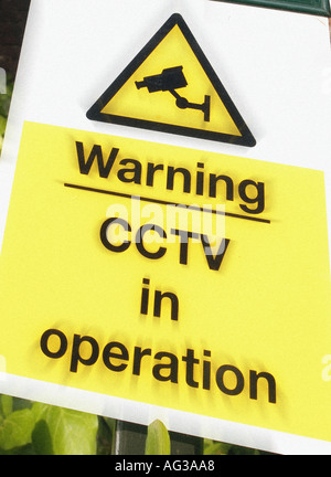 Warnung-CCTV Betrieb anmelden Stockfoto