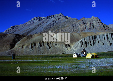 Camping in Rangarik, Spiti Valley, Himachal Pradesh, Nordindien Stockfoto