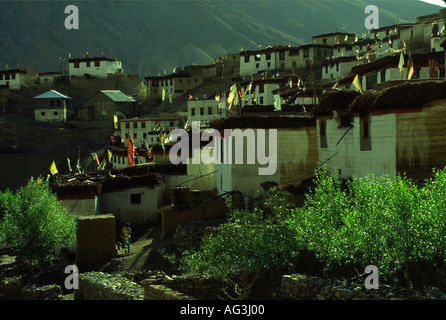 Späten Nachmittag Sonne in der tibetischen Dorf Kibbur 4205 m Himachal Pradesh Nordindien Stockfoto