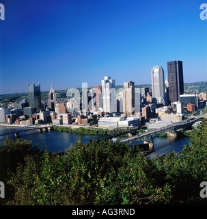 Geographie/Reisen, USA, Pennsylvania, Pittsburgh, Blick auf die Stadt/Stadtansichten, Skyline, Monongahela River,, Additional-Rights - Clearance-Info - Not-Available Stockfoto