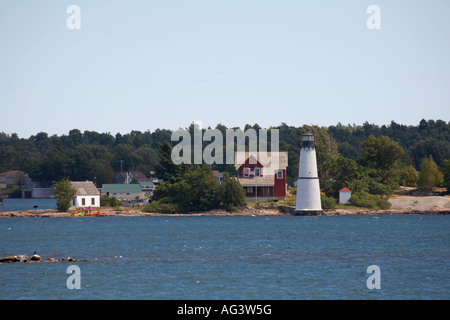 Rock Island Lighthouse State Historic Site am St.-Lorenz-Strom in der Region Thousand Islands St.-Lorenz-Seeweg New Yor Stockfoto