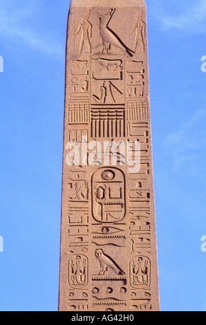 Detail des wichtigsten Obelisk innerhalb der Tempel von Karnak Luxor Ägypten Stockfoto
