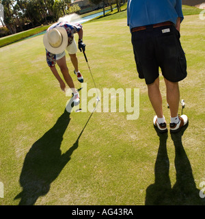 Golf Putt bereit Stockfoto